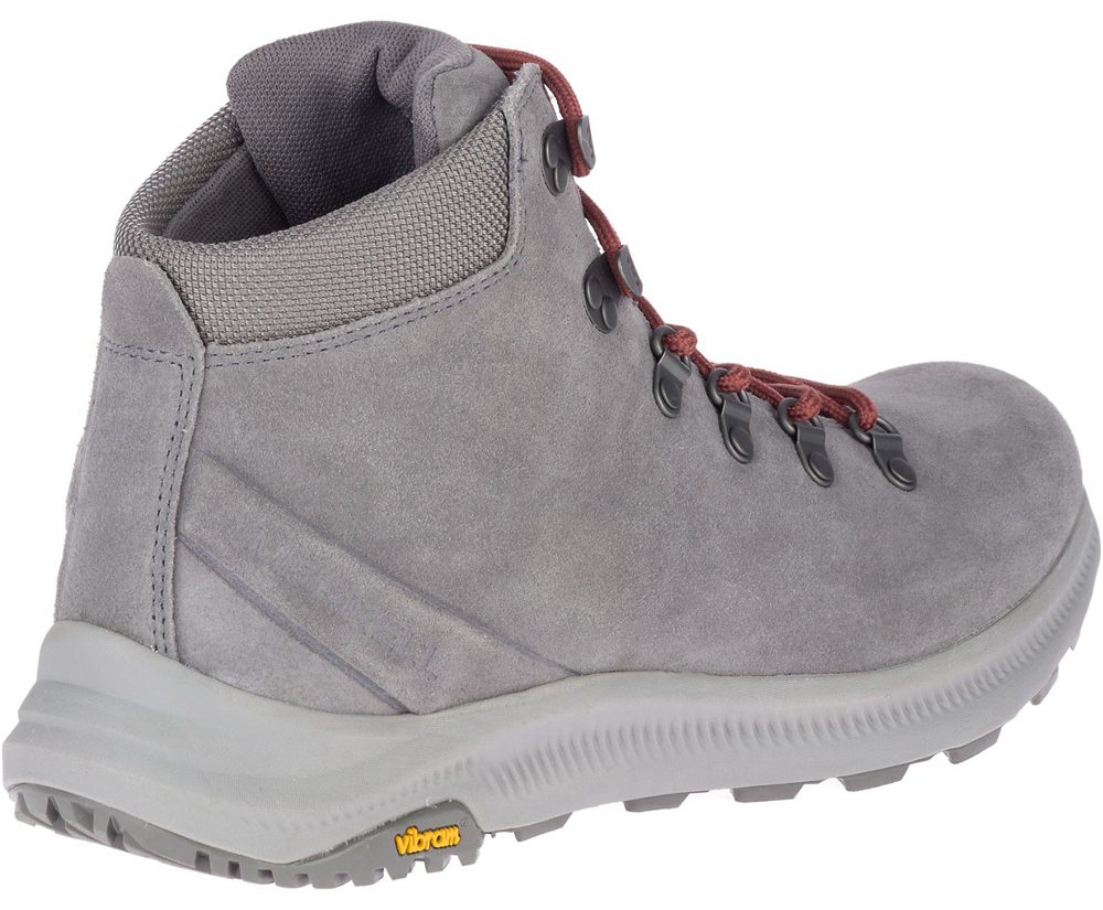 Merrell Hiking Boots Grey - Ontario Suede Mid - Mens 80UFYHDAE
